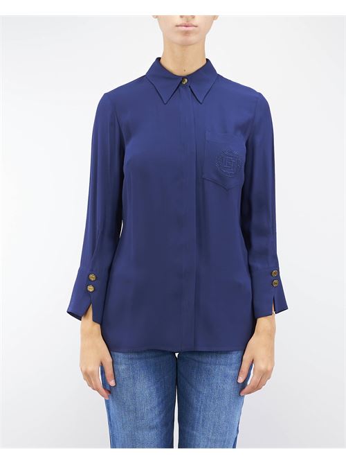 Georgette shirt with logo patch Elisabetta Franchi ELISABETTA FRANCHI | Shirt | CA09146E2B75